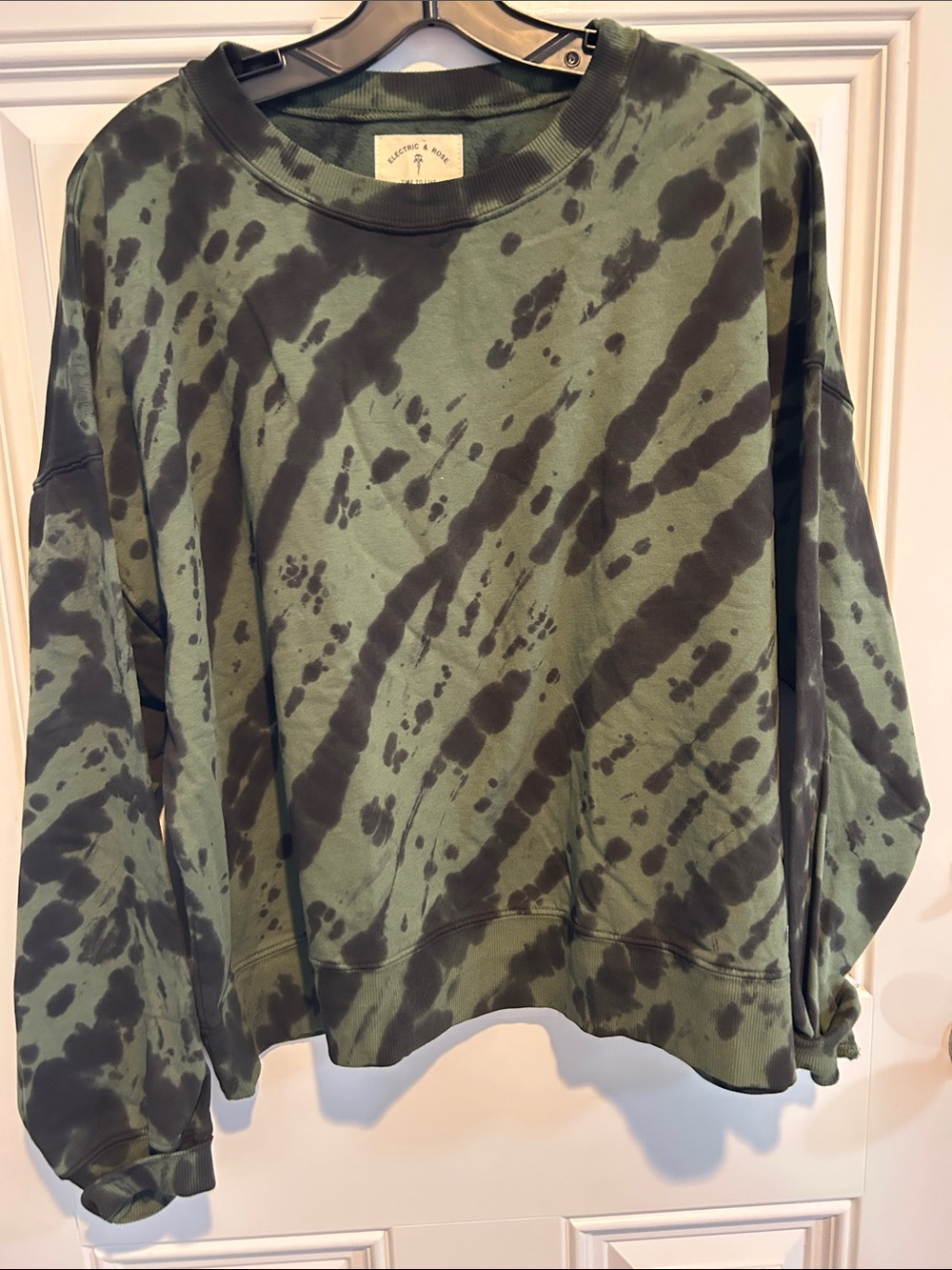 Electric & Rose Olive Green and Black Tie-Dye Crewneck Sweatshirt